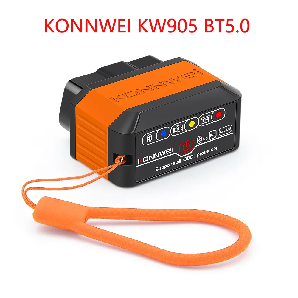 KONNWEI KW905 ELM327 V1.5 OBD2 escáneres Bluetooth 5,0 para Android/IOS ELM 327 OBD 2 herramienta de diagnóstico de coche lector de código