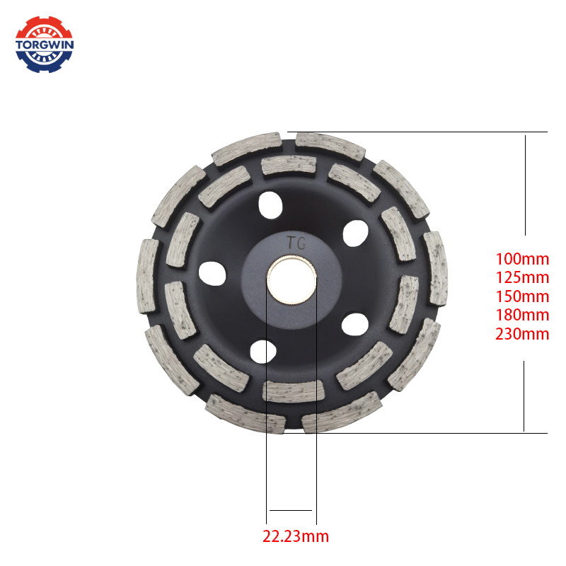 100/125/150/180/230mm Double Row Diamond Segment Grinding Wheel Cup Disc Grinder Concrete Granite Stone Cut