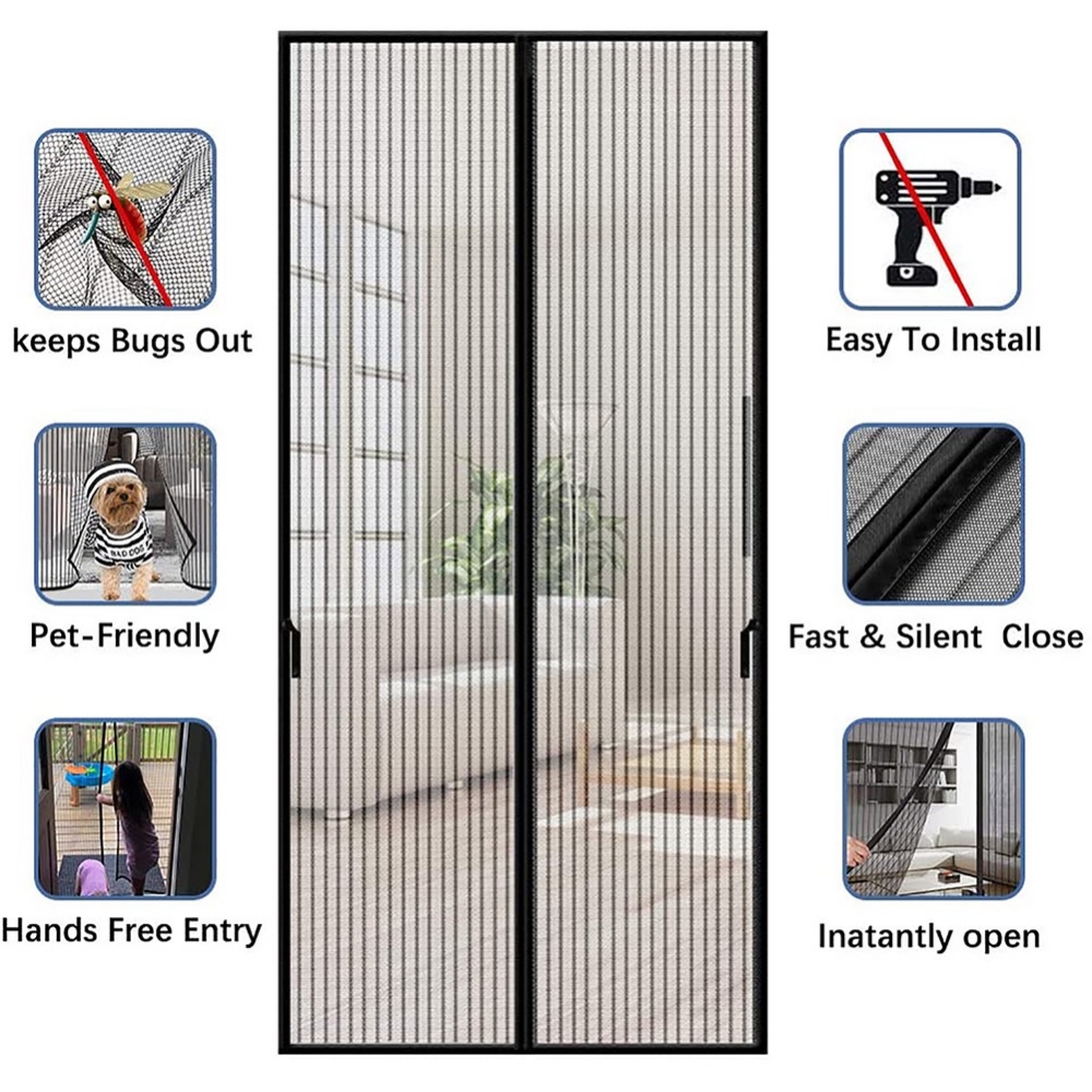 Clearance_New No Punching Magnetic Screen Door Curtain Anti Mosquito Insect Fly Bug Automatic Closing Household Ventilation Door