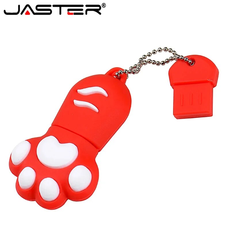 JASTER-Clé USB mignonne en forme de griffe de chat, support à mémoire de 16 Go 32 Go 64 Go, stockage externe en silicone rose, cadeau créatif