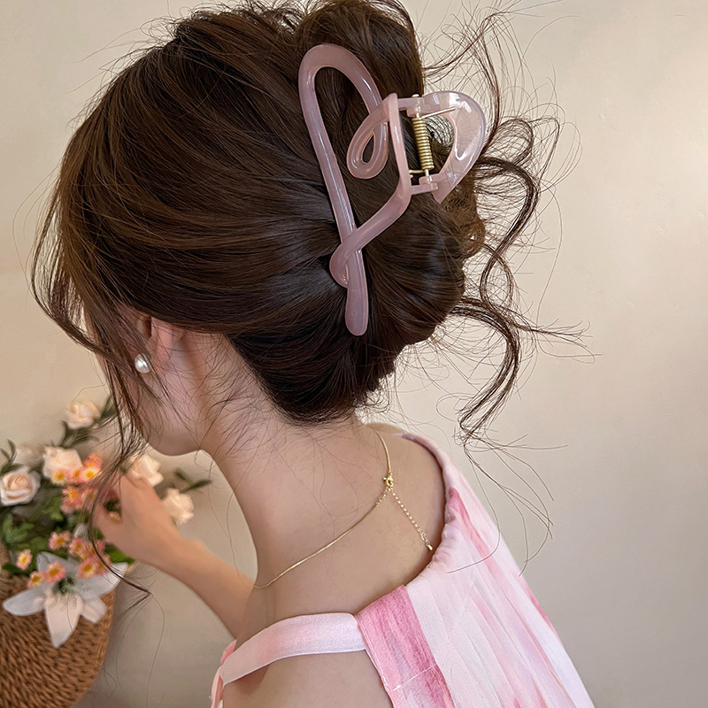 Новые большие заколки для волос в форме сердца, когти для женщин и девочек, держатель для хвоста, пластиковый зажим для волос в форме краба, заколки, заколки, аксессуары для волос, модные