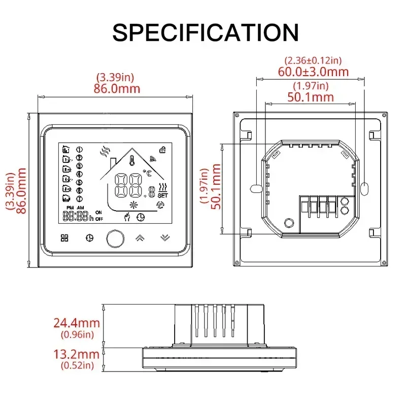 2 4 Ống WiFi Thông Minh Trung Điều Hòa Bình Giữ Nhiệt 3 Tốc Độ Quạt Cuộn Dây Đơn Vị Đàm Thoại Không Dây Tuya Bộ Điều Khiển Nhiệt Độ Alexa