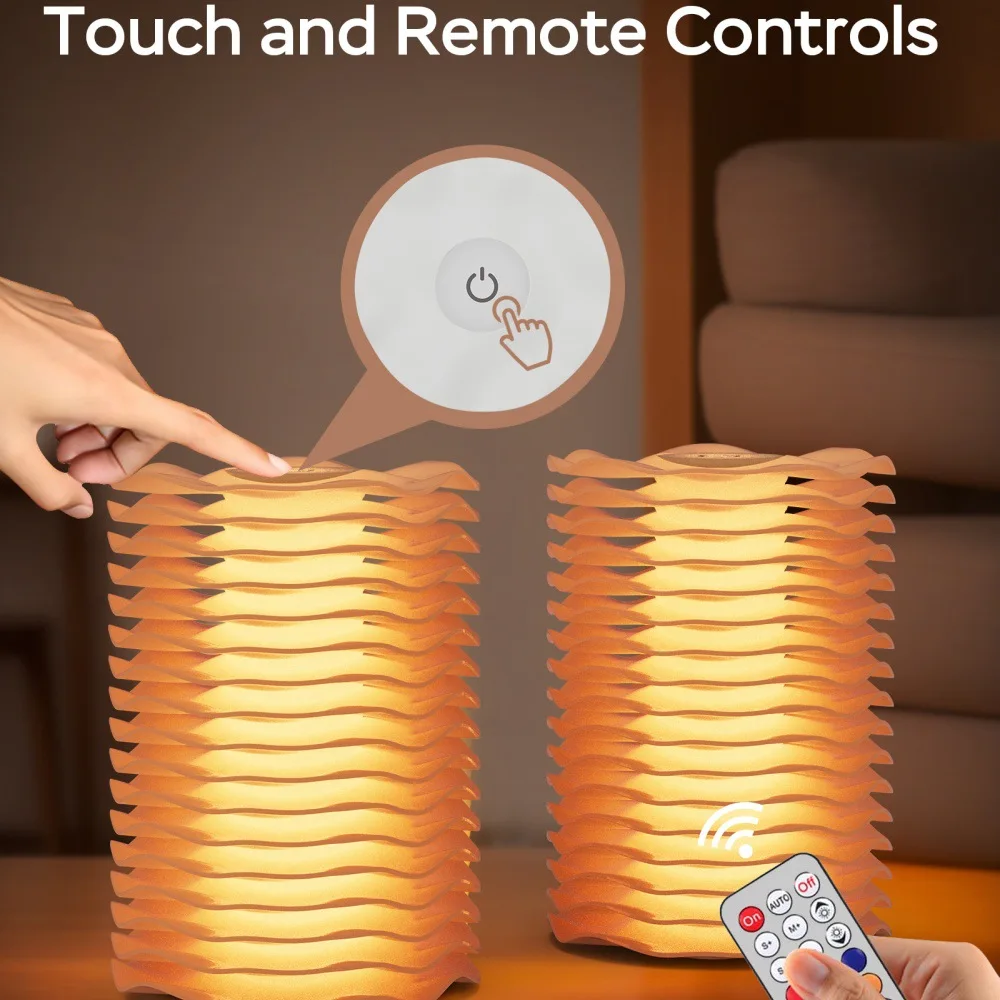 RGB Nachtlicht Wellenform Dekor Stimmung Tischleuchte Touch oder Fernbedienung Dimmen Schreibtischlampe für Schlafzimmer Wohnzimmer Weihnachtsgeschenk