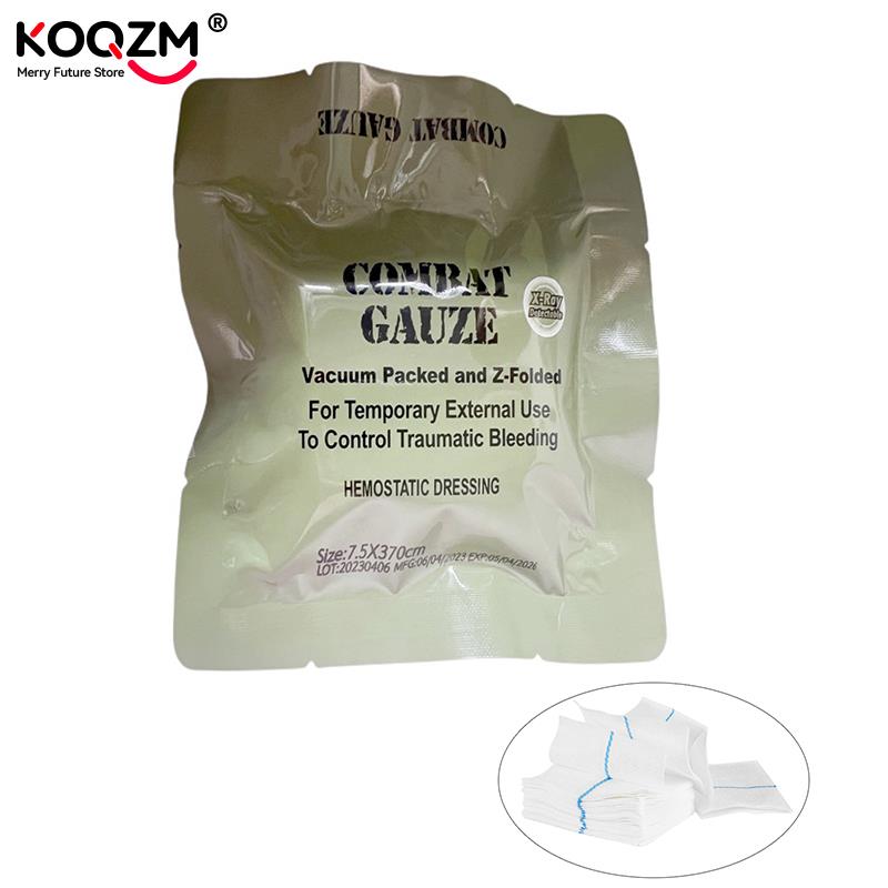 แผลทางการแพทย์ Dressing Hemostatic Kaolin Gauze COMBAT การบาดเจ็บฉุกเฉิน Z-พับที่ละลายน้ําได้สําหรับ Ifak ยุทธวิธีทหาร First Aid Kit