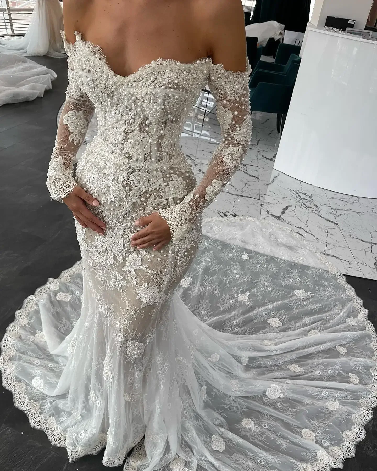 Customized Elegant Mermaid Wedding Dresses Sexy Sweetheart Beads Appliques Lace Bridal Gowns Made Sweep Train Vestidos De Novia