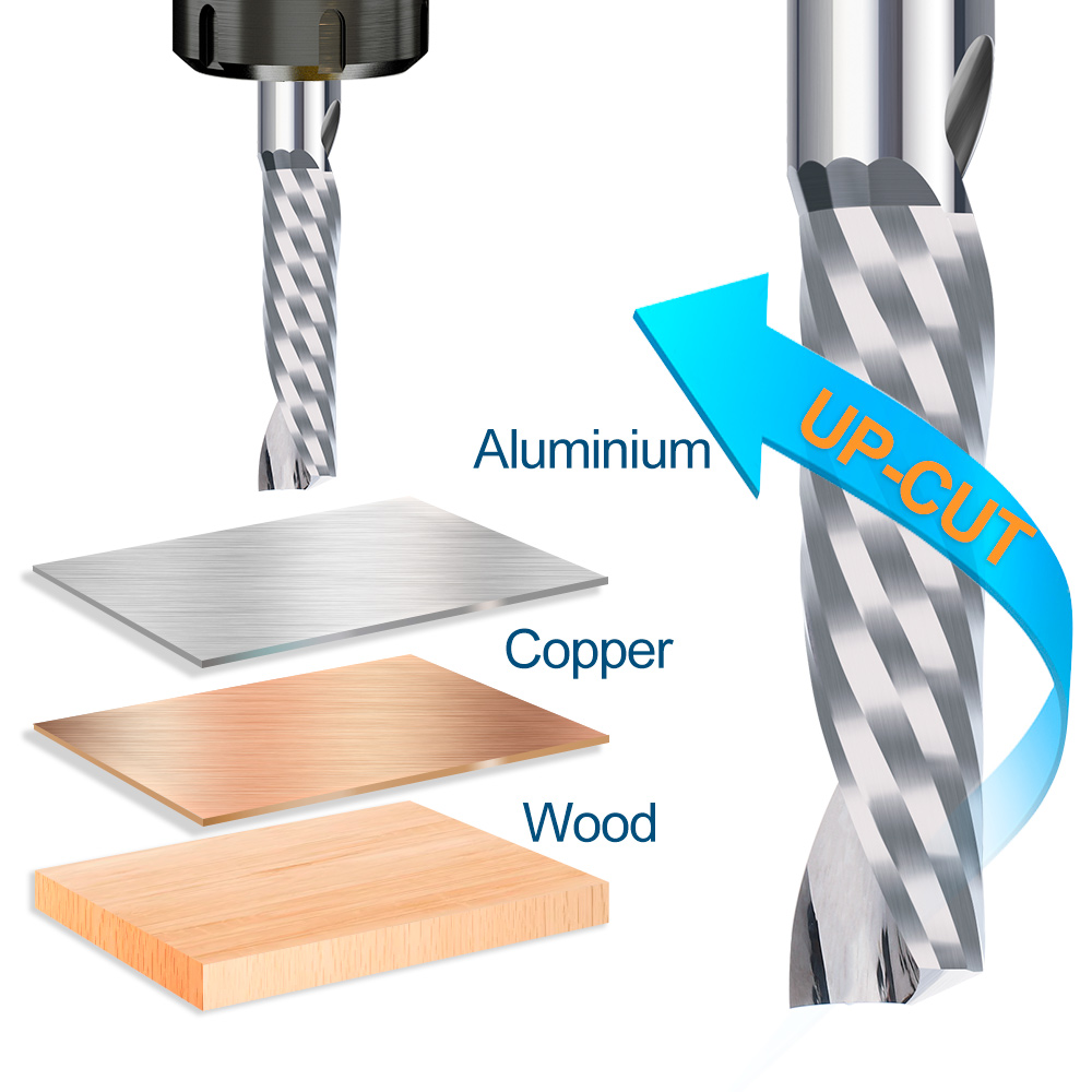 Xcan carboneto de moagem cortador 1pc única flauta espiral moinho de extremidade cnc router bit shank reta moinhos de madeira cortadores