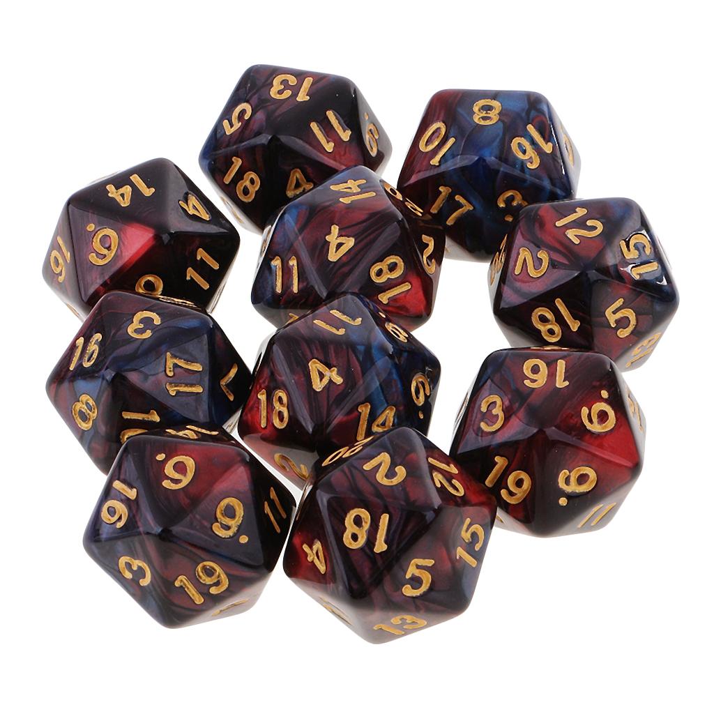 10 Chiếc Đa Diện 20 Mặt Xúc Xắc D20 Xúc Xắc Nhập Vai Xúc Xắc Board Game Đạo Cụ Để Bàn Chơi Game Cung Cấp-Đôi Màu Sắc