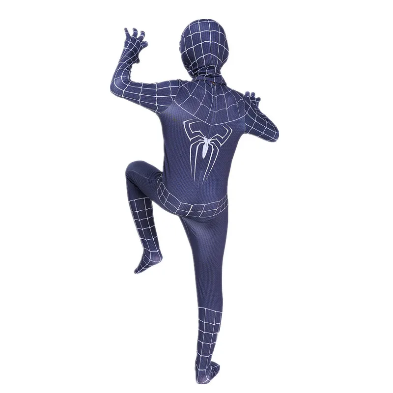 Costume da supereroe con ragno nero, personaggio del film, maschera di Peter Parker, costumi cosplay di Halloween