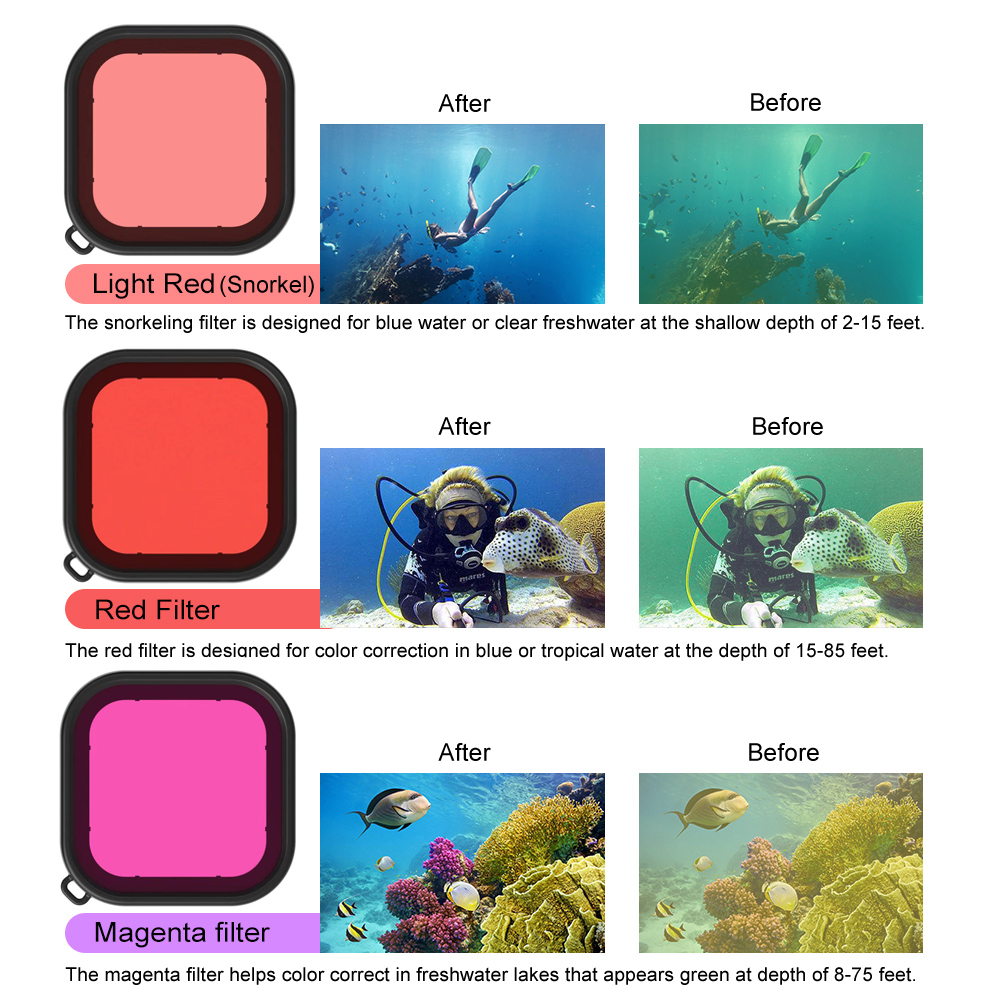 Funda impermeable de 60M para GoPro Hero 13, 12, 11, 10, 9, carcasa de buceo subacuática, cubierta de buceo para Go Pro Hero 9 10 11 12 13, accesorios