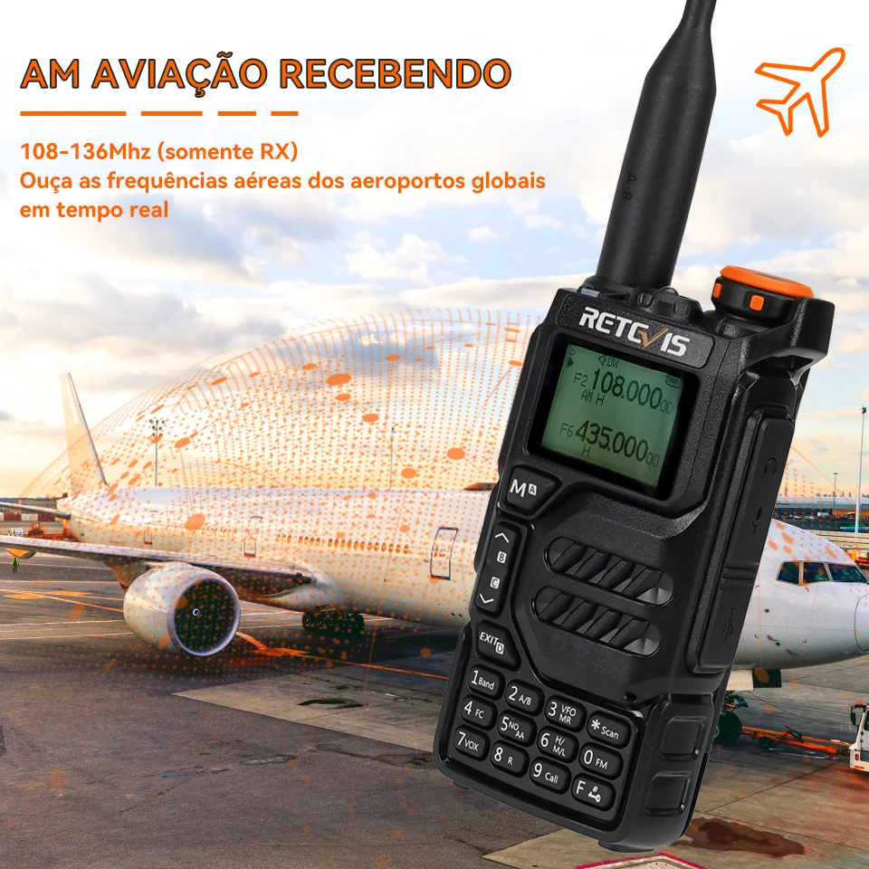 Retevis ra79 banda de aviação walkie talkie am fm airband rádio em dois sentidos usb c carga rádio presunto quansheng uvk5 uvk5 walkie-talkie
