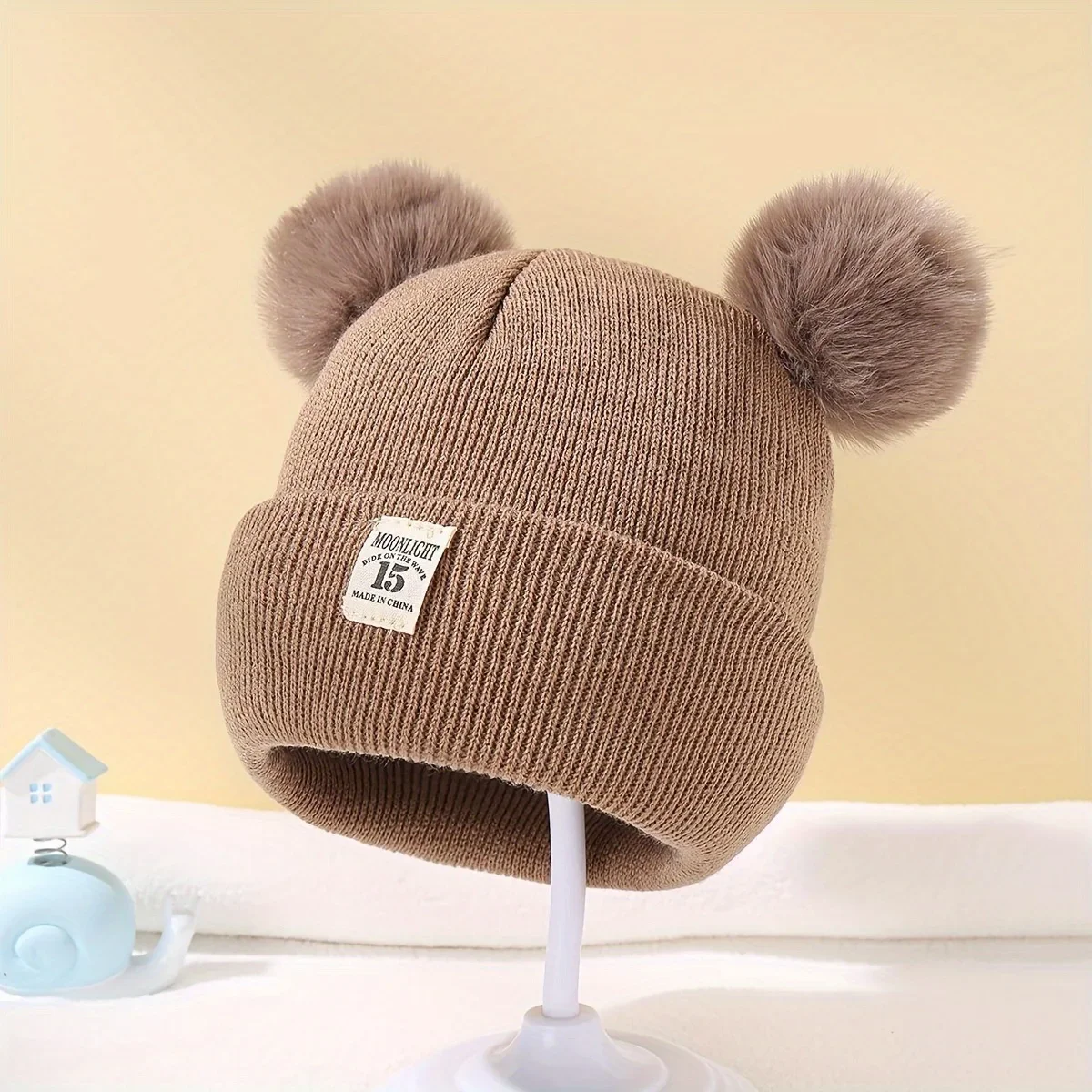 Сплошной цвет, шерстяной вязаный чепчик Bebe, шапка для новорожденных, милая зимняя шапка с помпоном для детей, теплая шапка-бини для мальчиков и девочек, От 0 до 3 лет