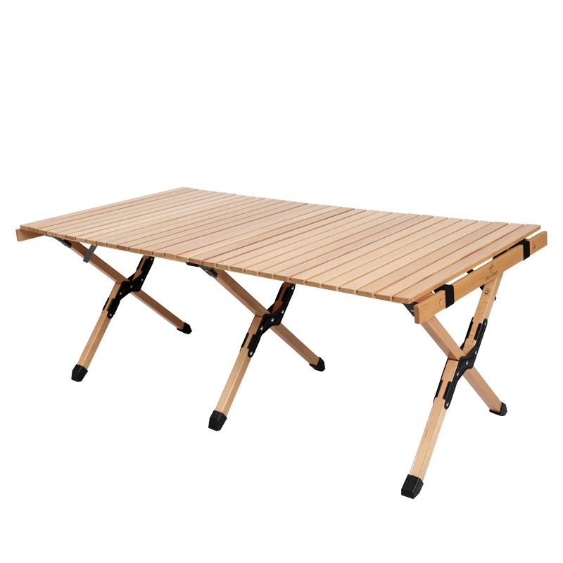 DZ Mesa de rollo de pollo de madera maciza, mesa plegable para exteriores Kutuo, mesa de Camping de madera maciza de haya, mesa grande para acampar en rollo de pollo