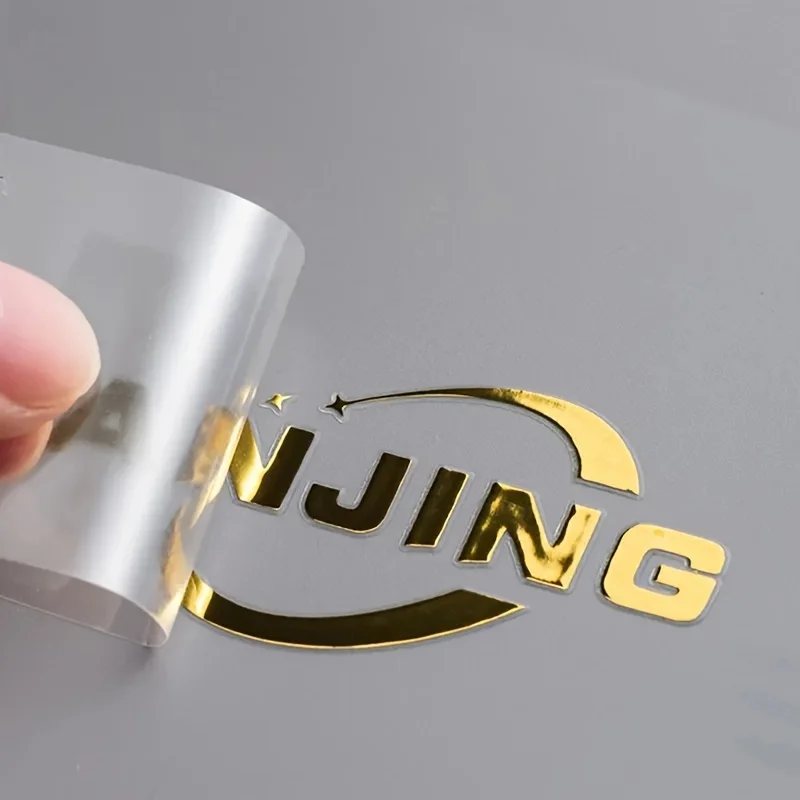 100PCS Custom Transfer 3D Sticker Shiny Gold Silver Transfer Sticker Brand Company Logo Wedding Personalized Transfer Stickers