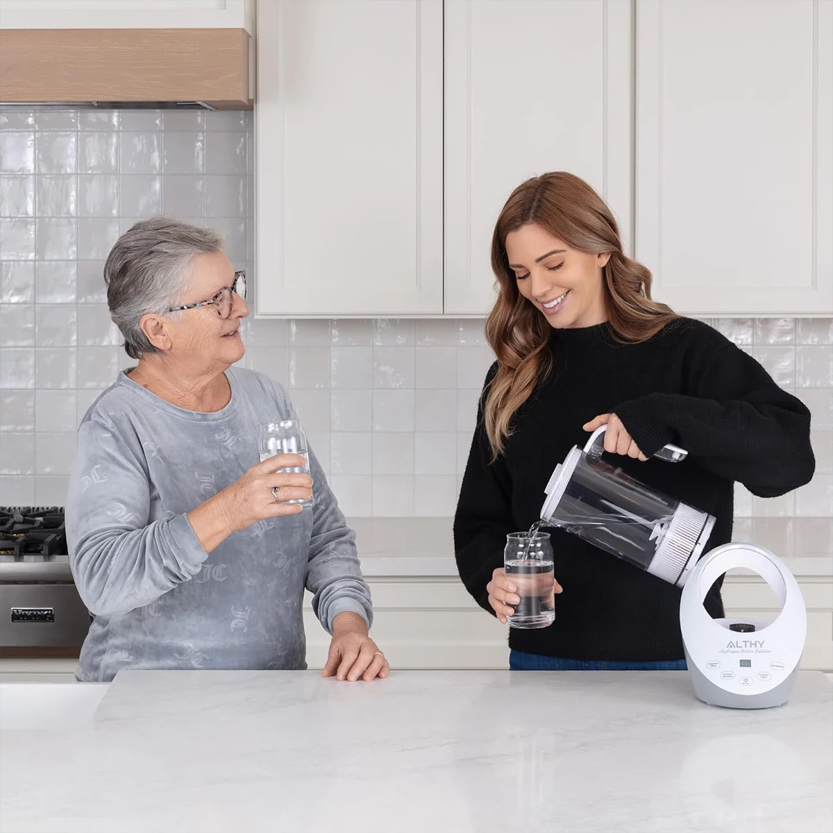 ALTHY Hydrogen Water Pitcher Generator Machine Bottle Jug Kettle SPE PEM Technology. Balanced Water PH Calcium Sulfite filter
