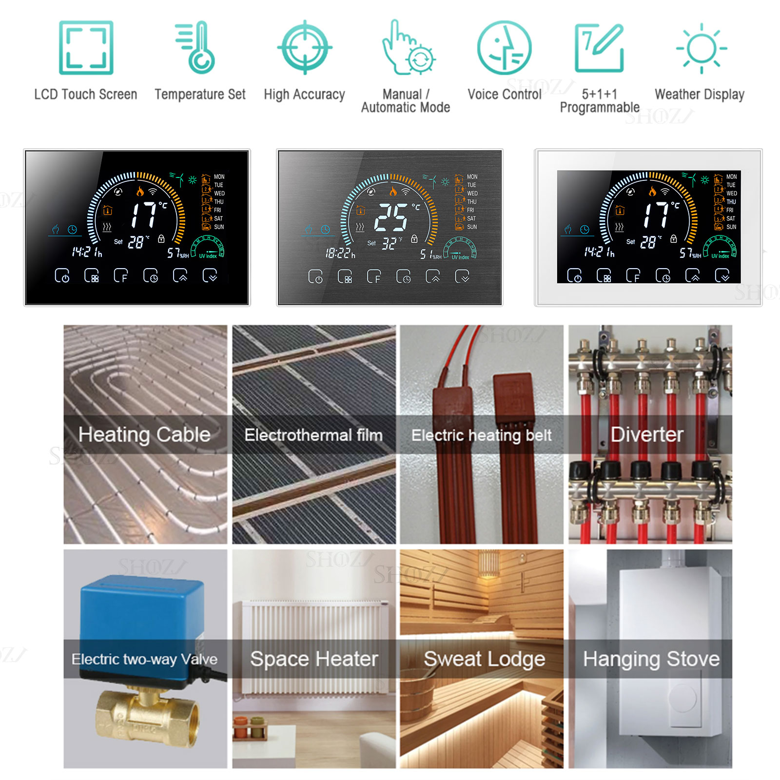 Tuya Smart Large Screen Home Thermoregulator WIFI Warm Floor Thermostat for Electric Heating Temperature Controller Gas Boiler