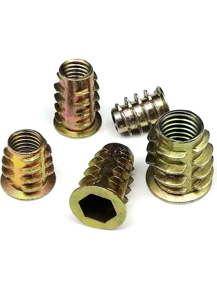 165/75/55 Uds tuerca de inserción roscada tuerca E M4 M5 M6 M8 Kit de juego para muebles de madera cama gabinete mesa cabeza hueca hexagonal integrada