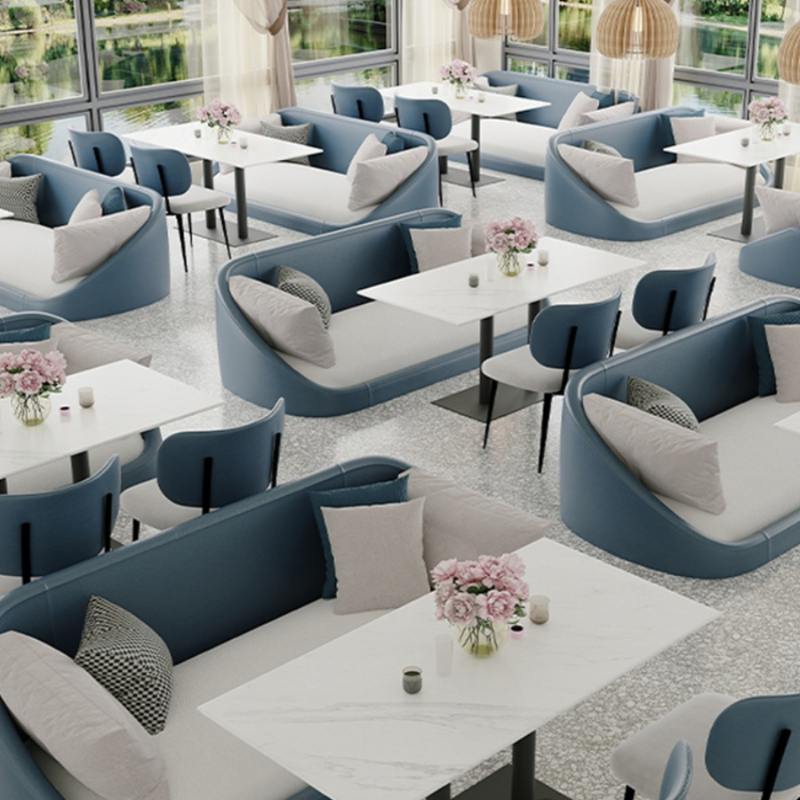 Combinación de asientos para cafetería, sofá, mesa y silla, oficina, Bar, sofá doble, cafetería, mesa y silla
