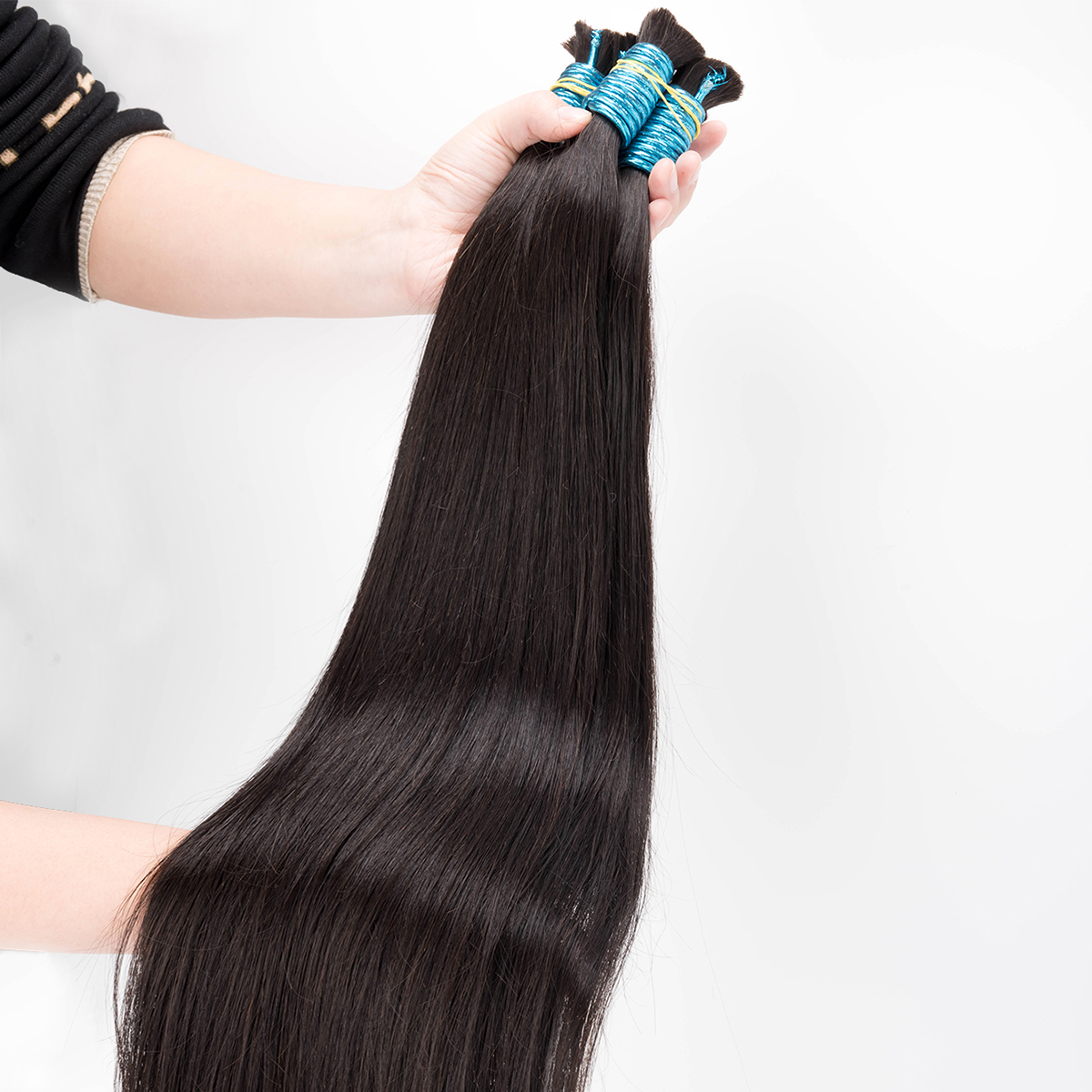 Envio gratis เส้นผมมนุษย์แท้100G ผมต่อผมตรงมีผมต่อสีบลอนด์ธรรมชาติไม่ทอ