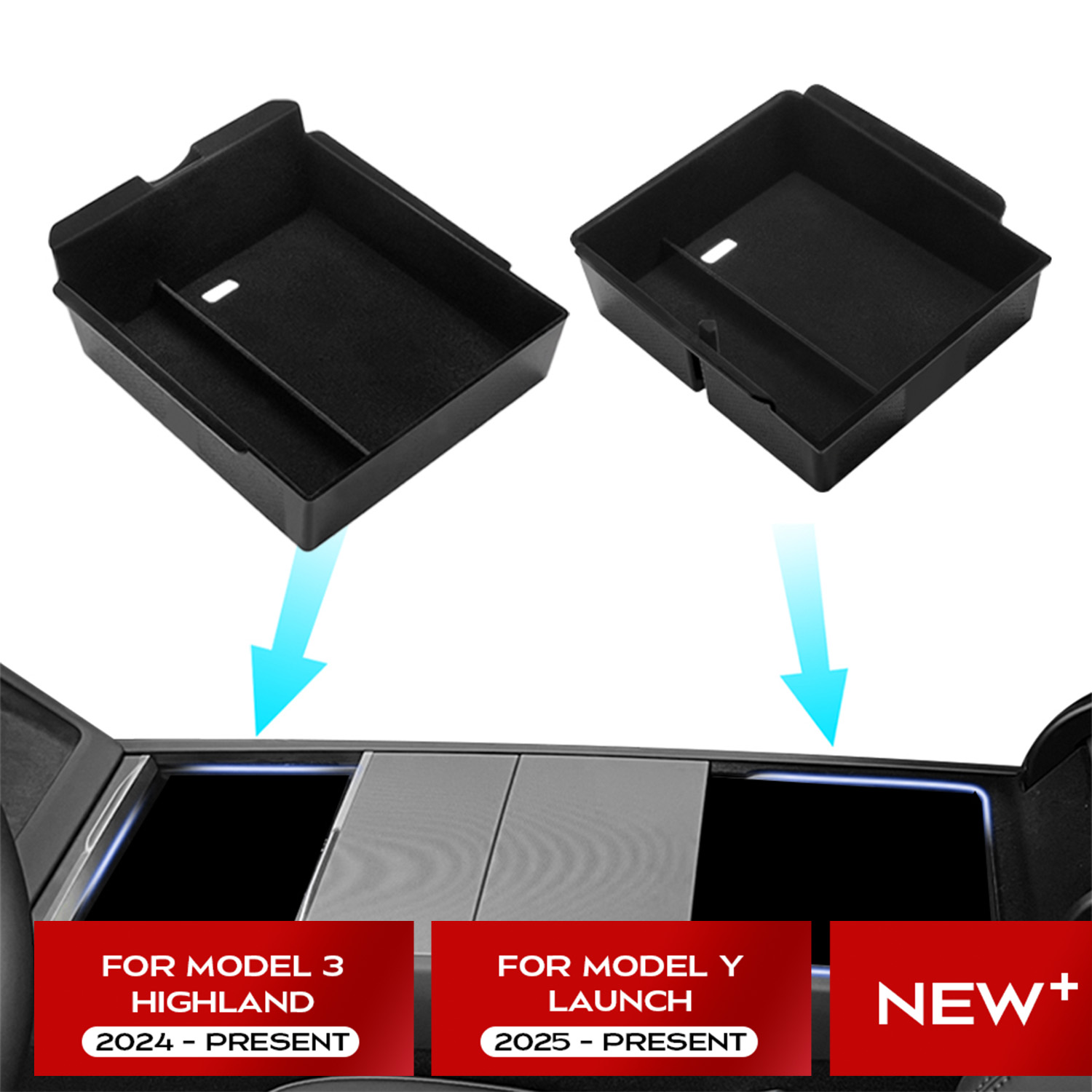 Для Tesla New Model Y Launch Juniper 2025 и 3 Highland 2024, консольный подлокотник, органайзер для хранения, внутренний ящик для хранения, аксессуары