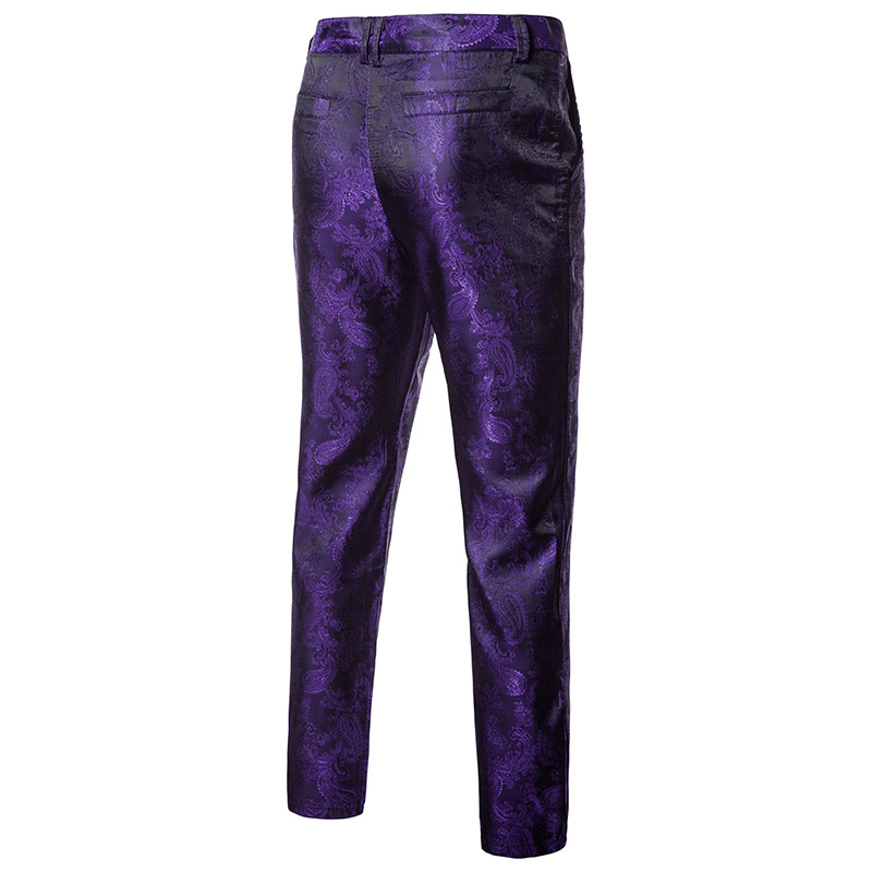 Frühling dünne lila Blumen Anzughose Männer, Hochzeit Party Kleider Hose, Mode Freizeithose, Gold rot schwarz Pantalones Hombre