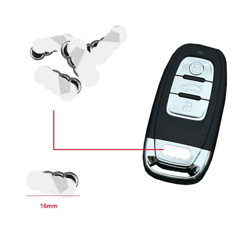 For Audi A1 A2 A3 A4 A5 A6 A7 A8 Q1 Q2 Q3 Q4 Q5 Q6 Q7 Q8 TT RS3 RS7 5Pcs Car Remote Key Sticker Aluminum Emblem Decoration Decal
