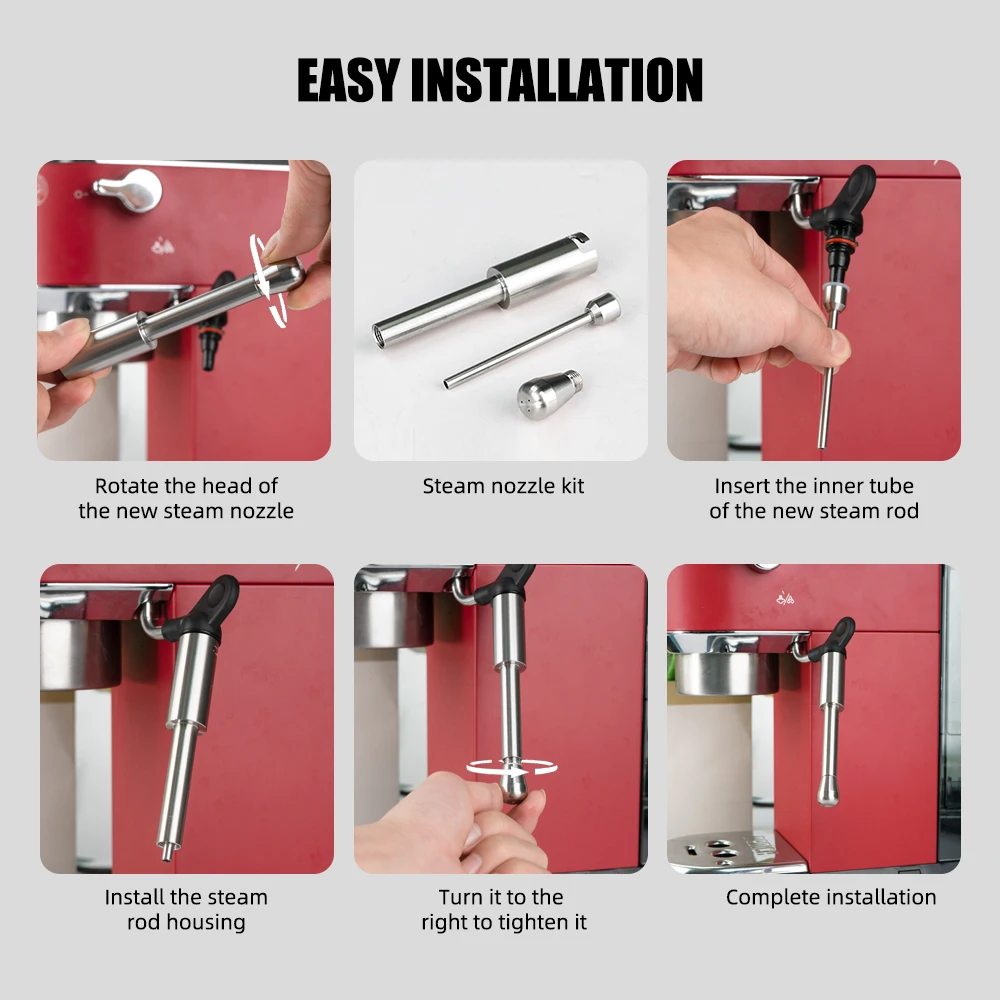 Coffee Maker Steam Nozzle Steam Wand Nozzle Stainless Steel Multiple Holes Tip Milk Foam Spout Compatible With Delonghi EC685