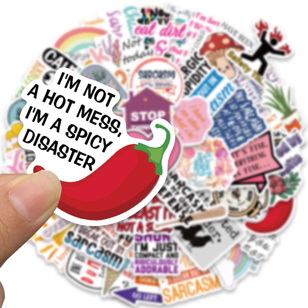 50PCS Funny Snarky Sarcastic Phrase Stickers DIY Decals Planner Laptop Bicycle Guitar Skateboard Car Gift Waterproof Stickers