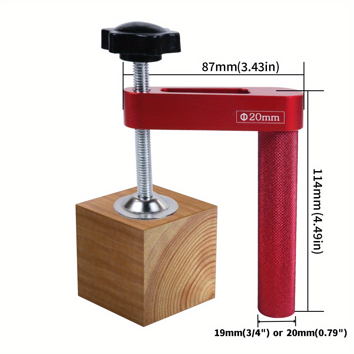 Abrazadera con orificio para perro de 19mm/20mm, abrazadera para banco de carpintería, aleación de aluminio (3/4 pulgadas y 0,79 pulgadas), Clip fijo, 1 ud.