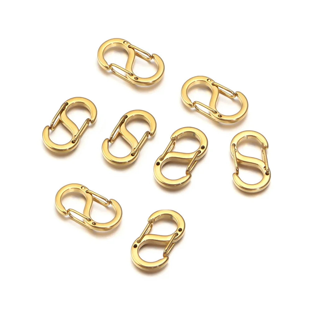 2-5pcs สแตนเลสสตีล Chic Letter S หัวเข็มขัดทองชุบกุ้งก้ามกราม Clasps Hooks Connectors สร้อยคอสําหรับเครื่องประดับ DIY ทําอุปกรณ์