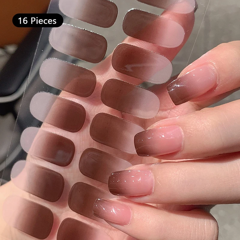 Pegatina para uñas de cobertura completa, color degradado, autoadhesivo, envolturas completas simples para uñas, efecto térmico DIY, fabricación de manicura