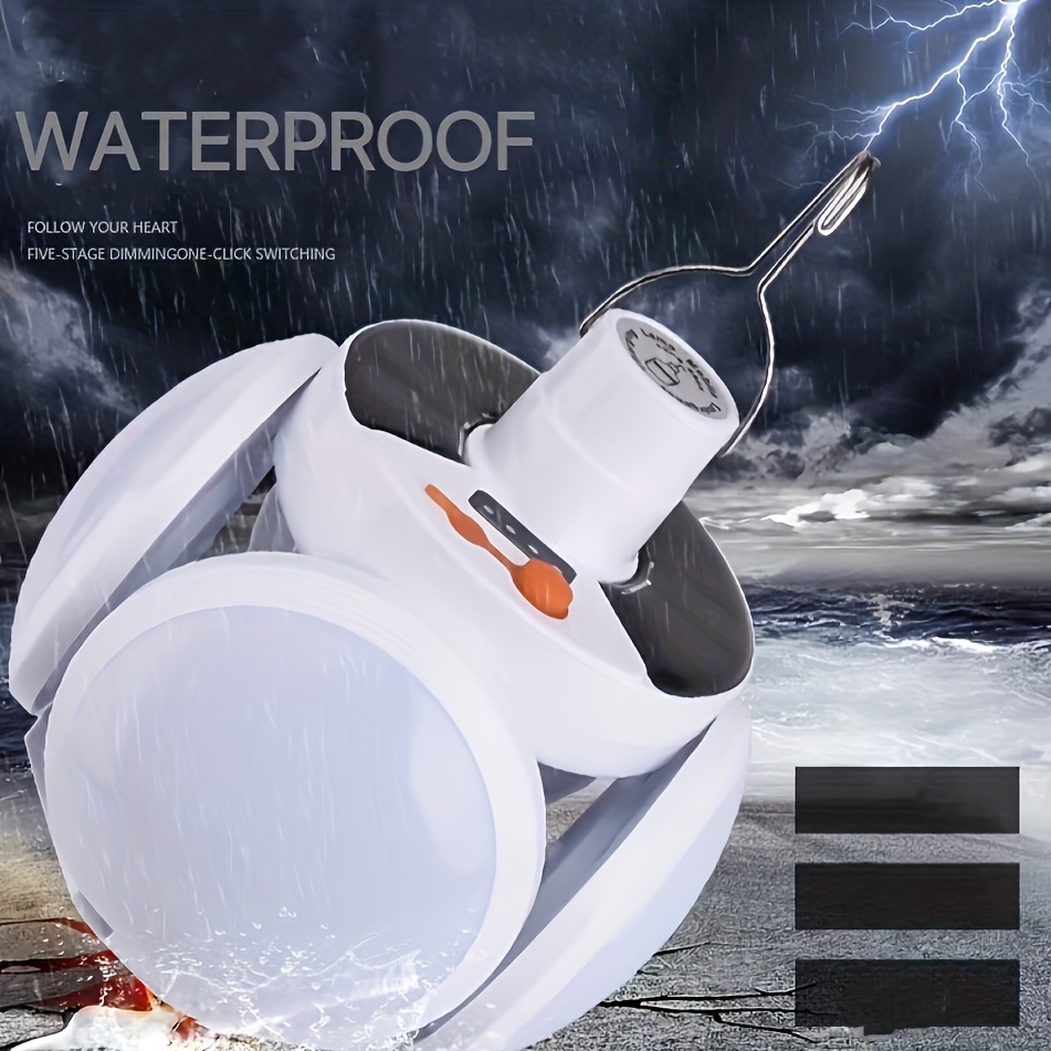 Portable Solar Camping Light with Hook Remote Control Folding Football Bulb Rechargeable Desk Lamp for Tent Emergency Chandelier
