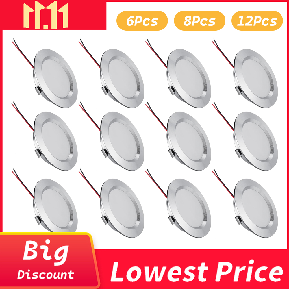 6/8/12 шт. светодиодный потолочный светильник 3 Вт DC12 В потолочный светильник встраиваемый светильник вниз круглый светодиодный панельный светильник черный, белый, серебристый светильник с регулируемой яркостью