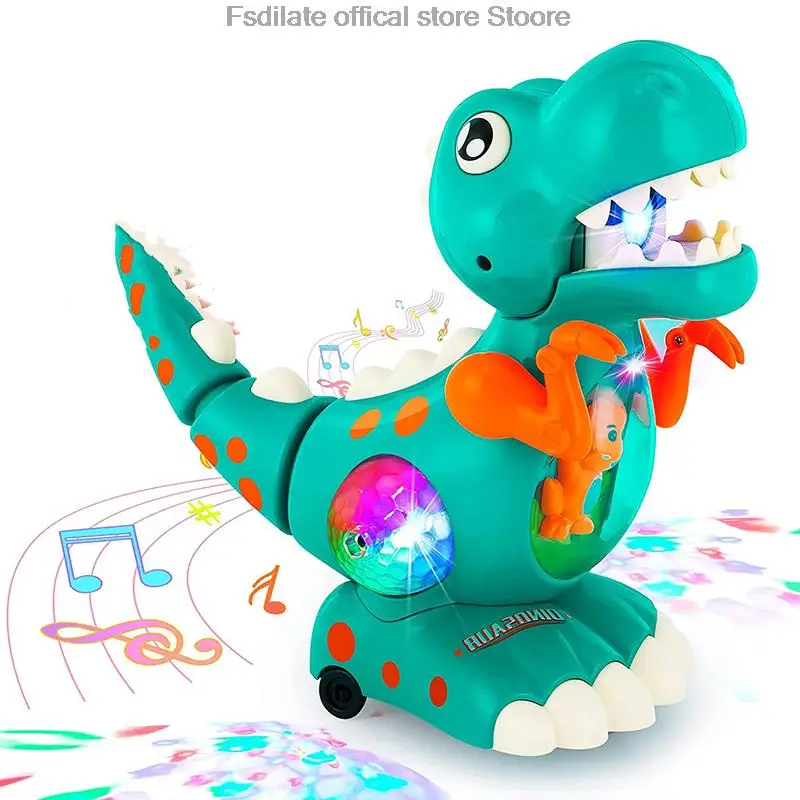 Brinquedos de dinossauro brinquedos do bebê iluminar música rastejando tempo montessori sensorial interativo brinquedos elétricos para crianças presentes aniversário