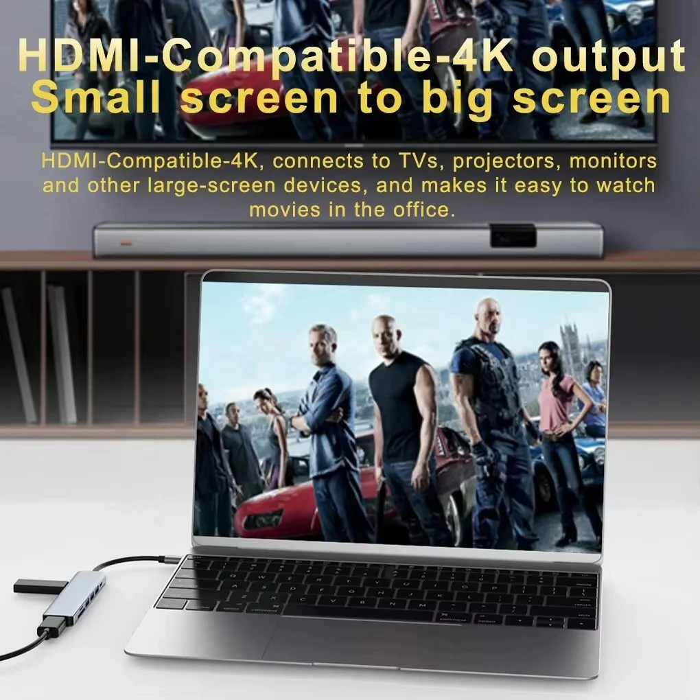 7-in-1 USB C Docking Station 4K HDMI-kompatiblen Adapter USB 3,0 HUB TYP C zu HDMI PD 87W USB C Splitter für Laptop Macbook Pro