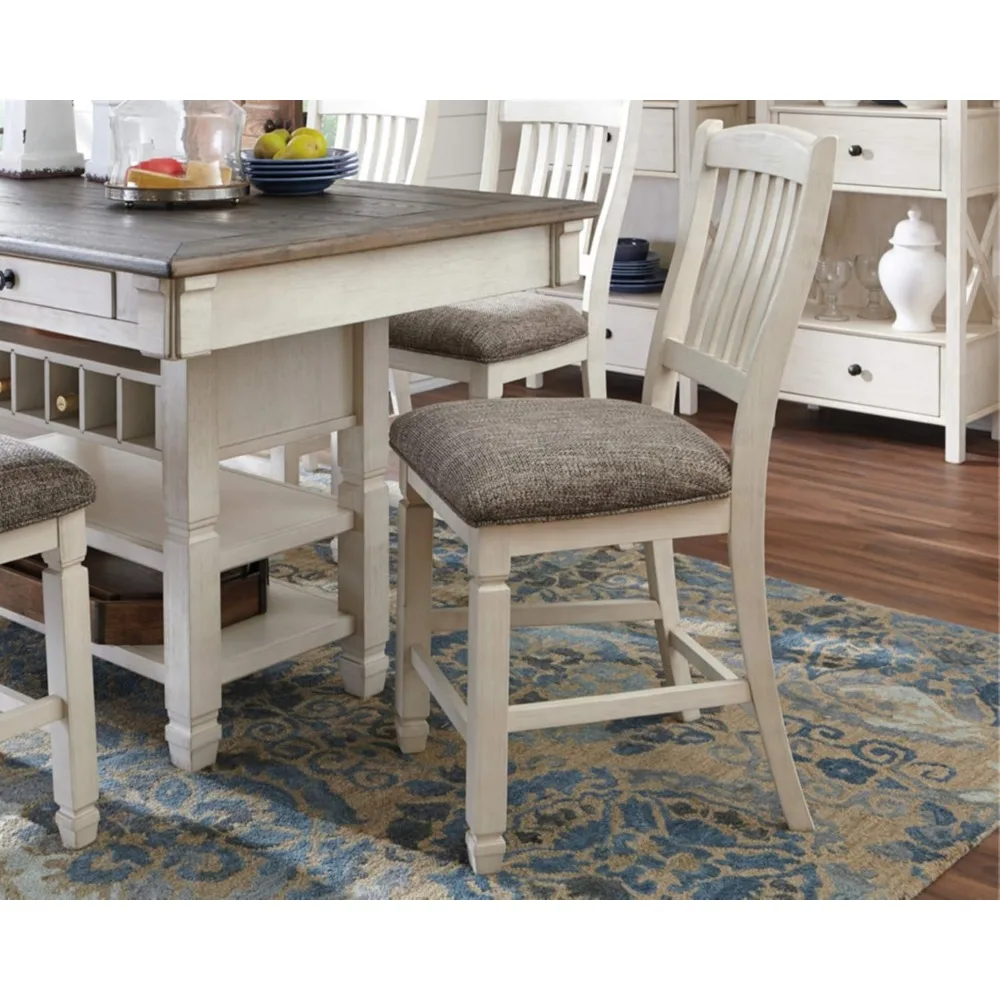 Signature Design by Ashley Bolanburg 24" Counter Height Farmhouse Barstool, 2 Count, Antique White