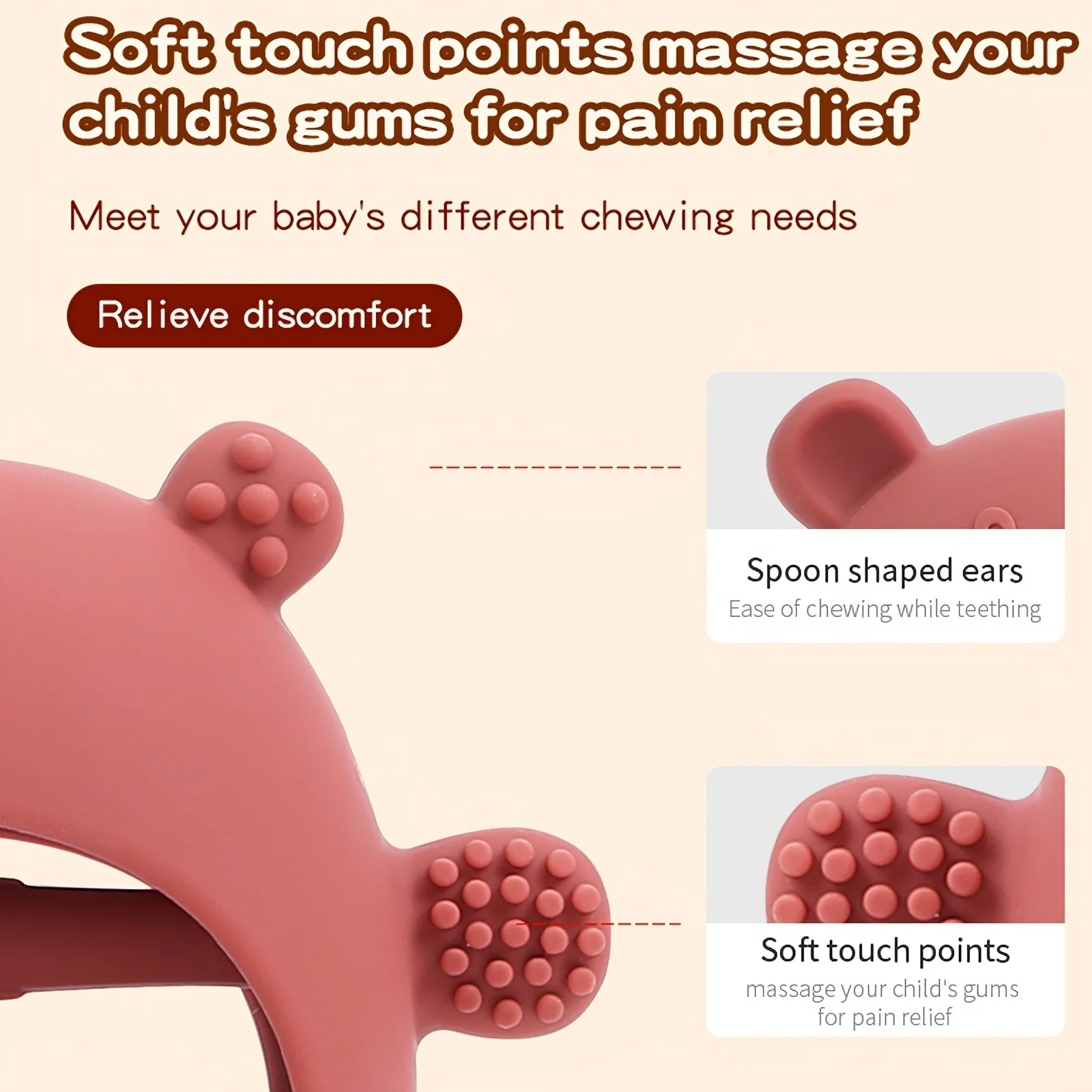 아기를위한 곰 실리콘 Teethers 유아 유아를위한 신생아 젖니가 남 장난감 3 + 개월 식품 등급 BPA 무료