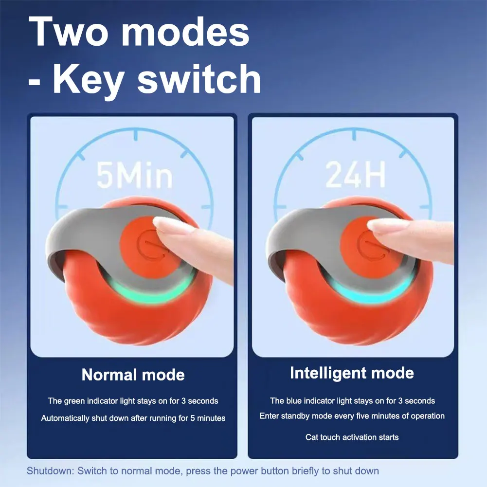 Balle de jouet pour chat en mouvement automatique, jouets intelligents pour chat, réglage à deux vitesses, queue rapide, jouet pour chat avec queue de remplacement