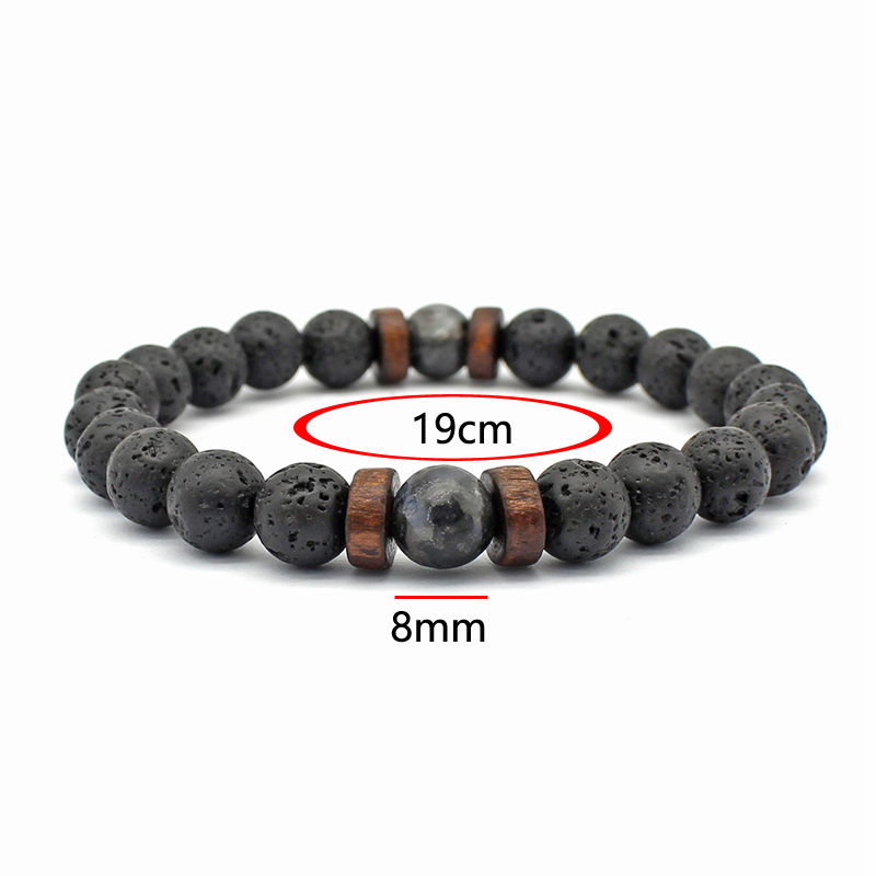 Bracciale in pietra vulcanica per uomo Bracciale con perline di legno lavico Bracciale con catena da polso Buddha tibetano Donna Uomo Gioielli Regalo Nuovi braccialetti