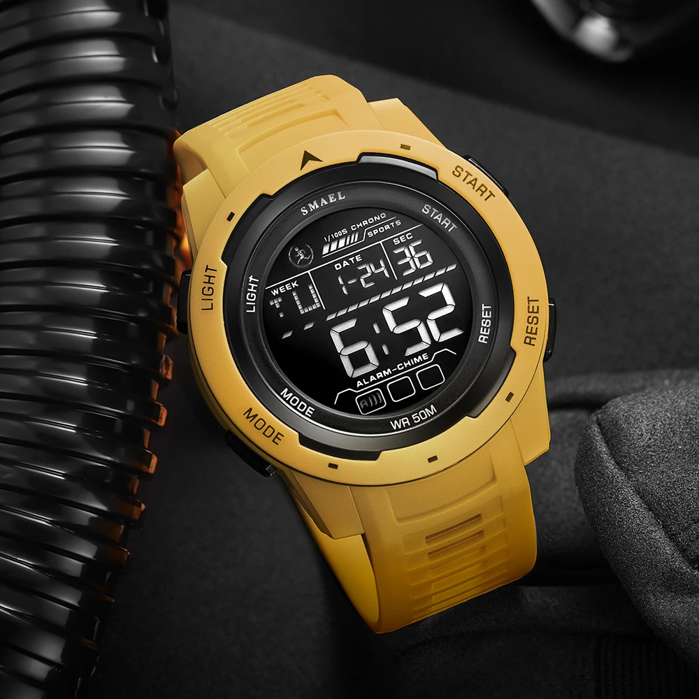 SMAEL-relojes digitales deportivos para hombre, pulsera con luz LED, resistente al agua hasta 50m, 8105