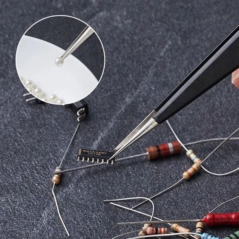 ESD แหนบสแตนเลส 6 ชิ้นชุด Precision Maintenance อุตสาหกรรมซ่อมโค้งเครื่องมือบ้านทํางานชุดทํามือเครื่องมือ