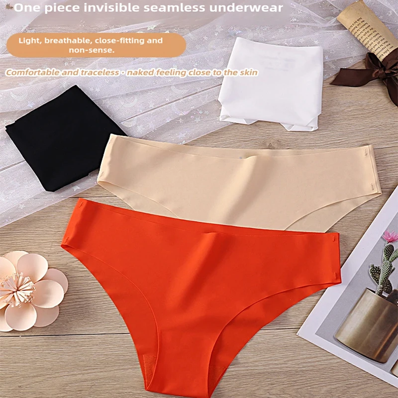 여성을위한 4PCS 원활한 끈 팬티 쇼 없음 끈 팬티 V-허리 스트레치 통기성 섹시한 팬티 속옷 4 팩