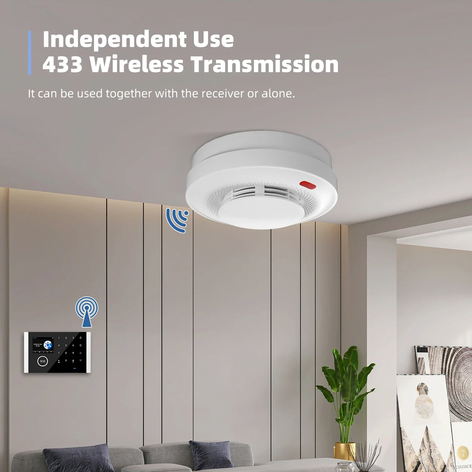 ACJ Portable 433MHz Wireless Fire Protection Smoke Alarm Sensor Independent Alarm Detector For GSM Home Security Alarm Systems