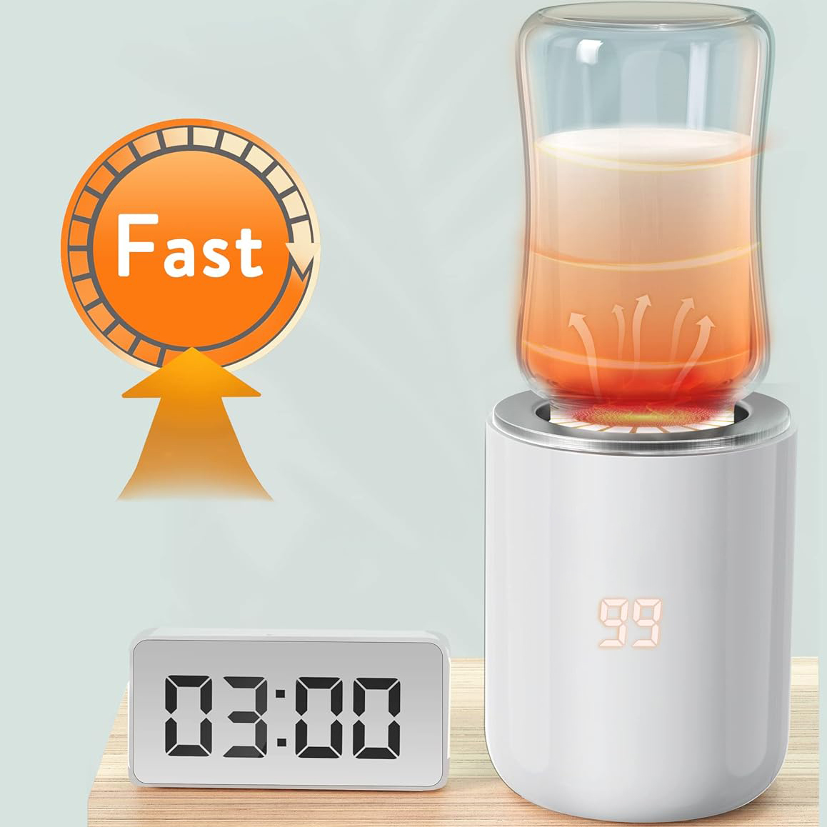 Przenośny podgrzewacz do butelek dla niemowląt BornBL N1S, szybki podgrzewacz do mleka podróżny, podgrzewacz do mleka matki 8800 mAh do użytku na co dzień z 3 adapterami