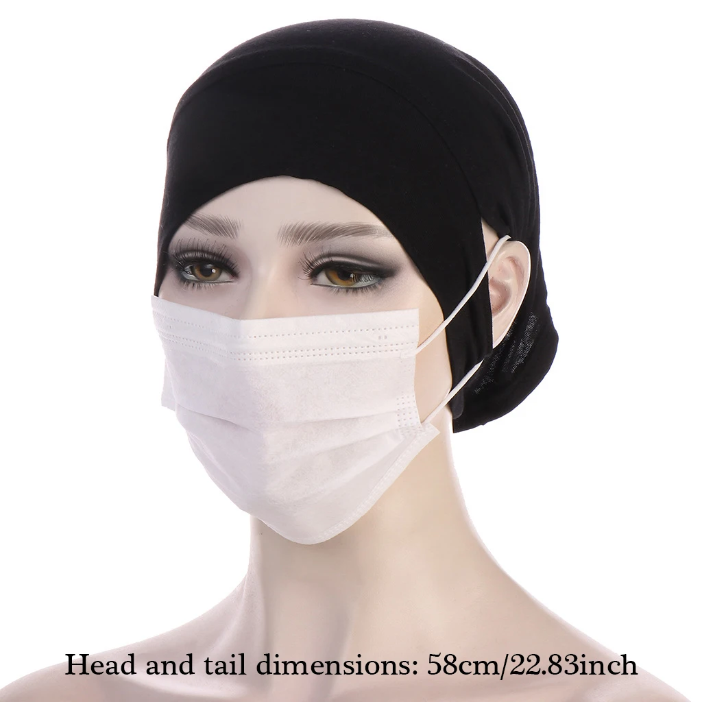 Hijab islâmico feminino sob cachecol pronto cor sólida undercap com buraco de orelha hijab bonés bandanas sob tampas para hijabs
