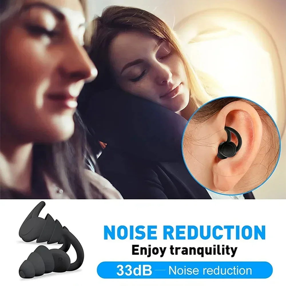 Soft Reusable 3-layer Earplugs for Sleep Silicone Noise Reduction Protection Earplugs Noise Reduction Earplugs Swimming Earplugs
