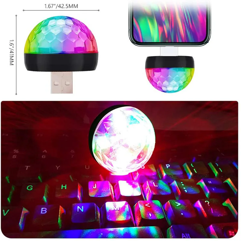 Luces LED USB para fiesta, Sensor de música, Mini discoteca, DJ, efecto de iluminación de escenario, lámpara de bola mágica de cristal para fiesta en casa, Karaoke
