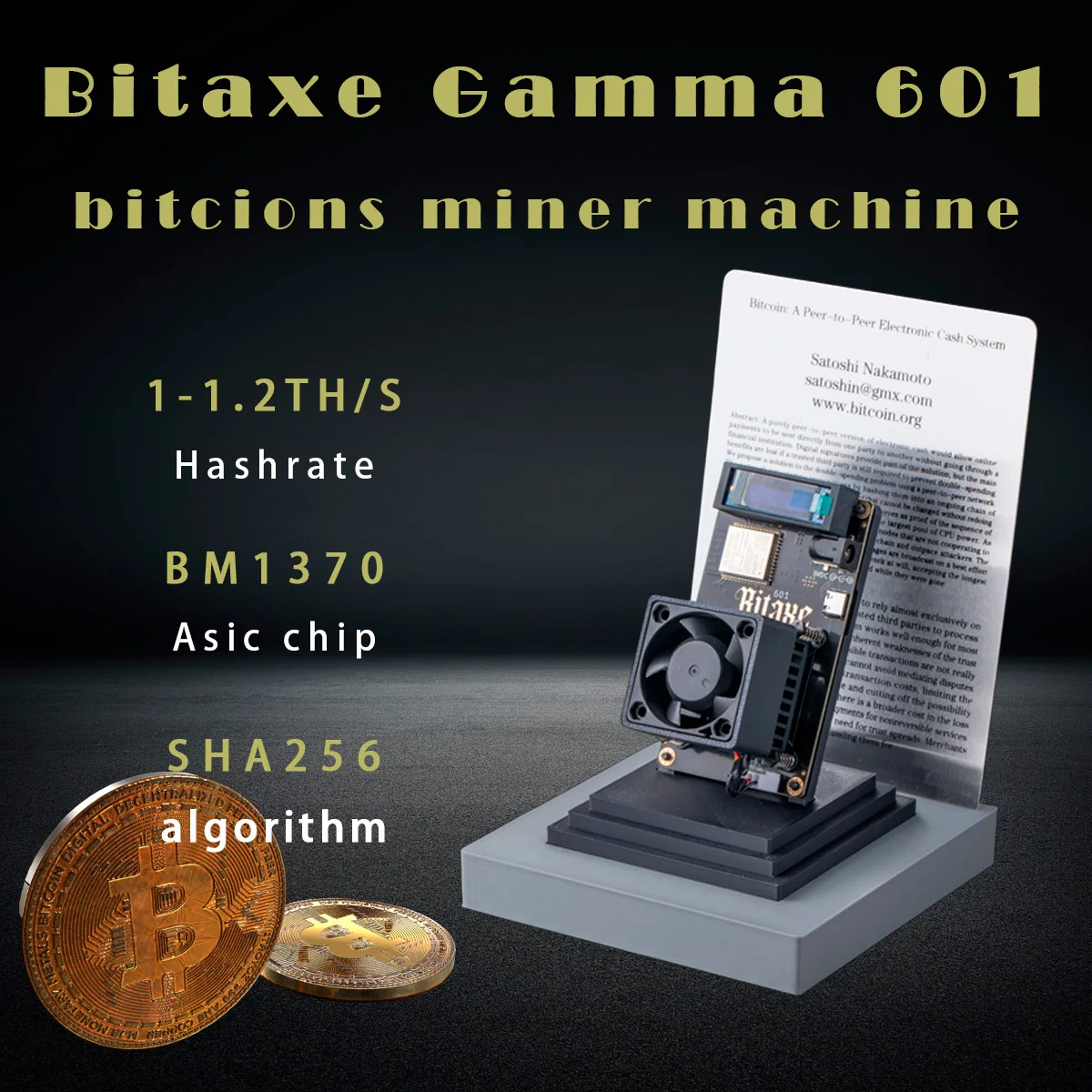 Fornecimento direto da fábrica mais recente Bitaxe Gamma 601 1.2th/s 18W Open Source Bitcoin Miner com fonte de alimentação