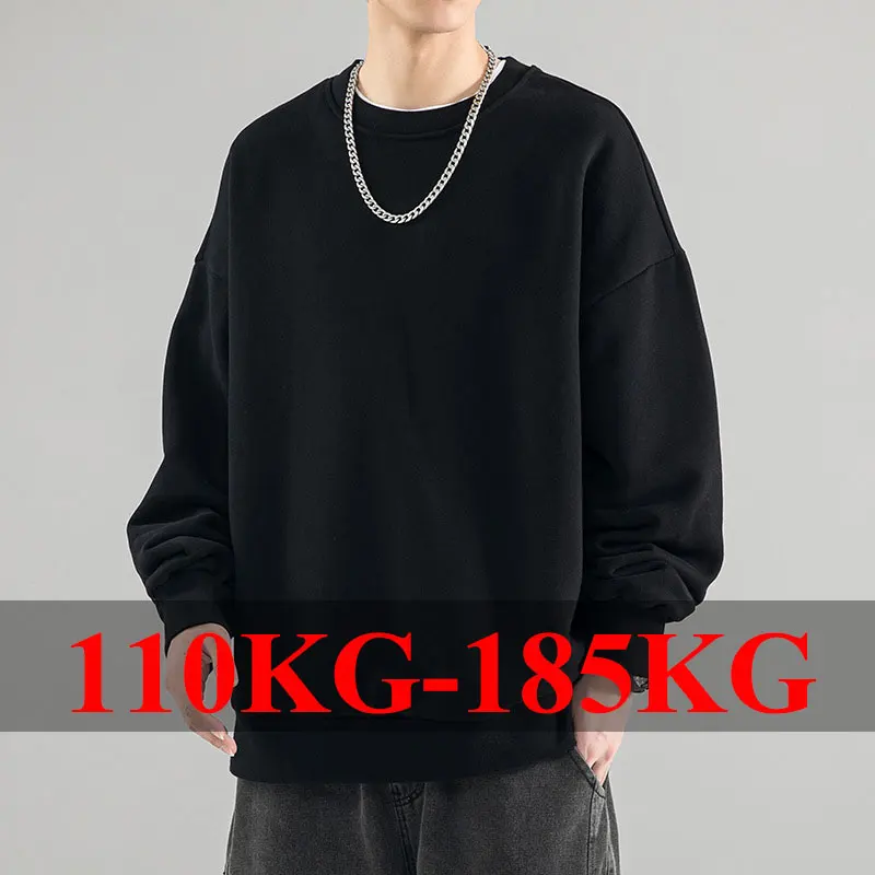 Plus Größe männer Pullover Volle Baumwolle Sweatshirts 5XL 6XL 7XL Herbst Winter Lange Ärmel Gedruckt Tops Männliche Kleidung 110 kg-180 kg