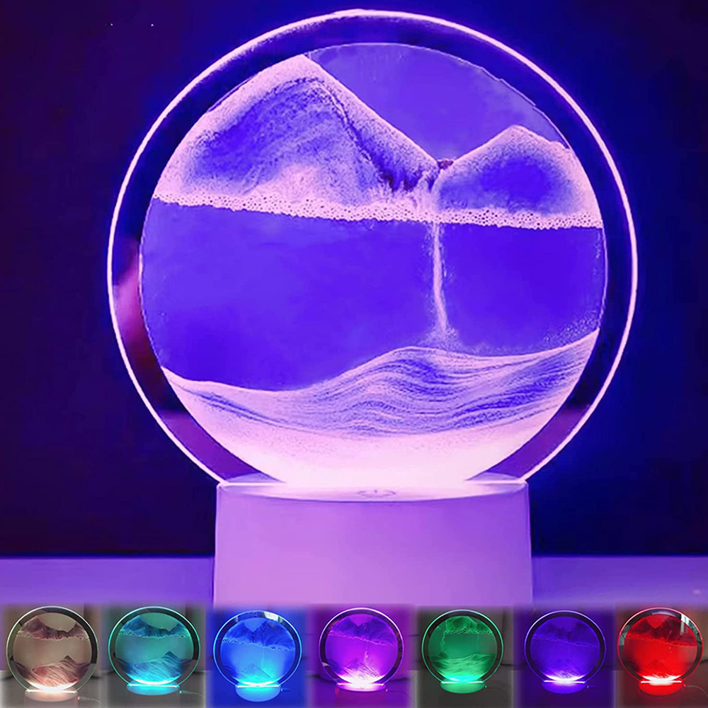 RGB 16 Farben LED Sand Scape Lampe 3D bewegliche Sand Kunst Nachtlicht Fernbedienung Sanduhr Licht Treibsand Tisch lampe Wohnkultur