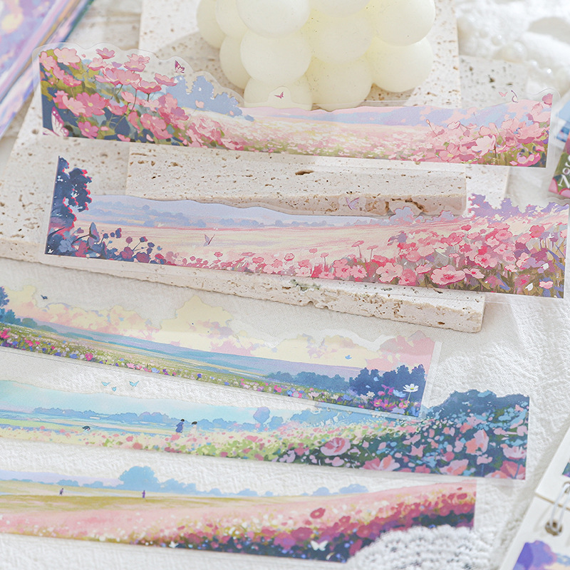 Mr. Paper, 6 Styles, 20pcs/pack, PET Long Strip Landscape Sticker Pack, Handmade Scrapbook Base Collage Decorative Stickers